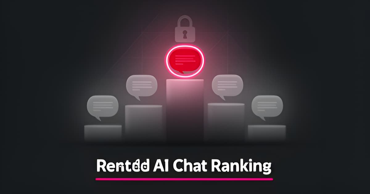 Flat illustration of six ranked glowing chat bubbles on a dark background with a crimson and pink accent headline reading Ranked 2026.